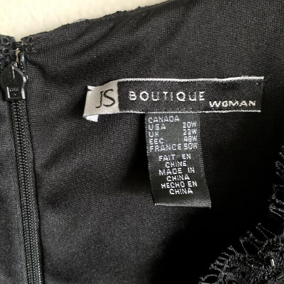 JS Boutique Black Beaded Lace Cocktail Formal Evening Dress Size 20 W Stretch - Picture 2 of 14